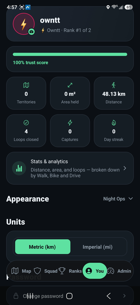 Team appearance picker with eight color and pattern themes
